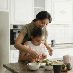 Mother and Daughter Cooking
