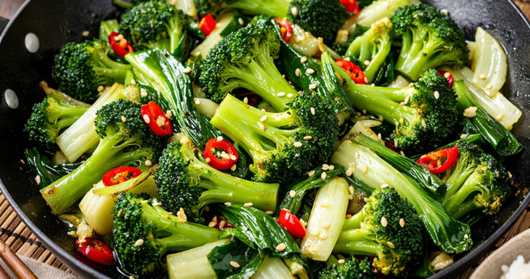 Thai Chilli & Ginger Stir-Fried Broccoli & Pak Choi