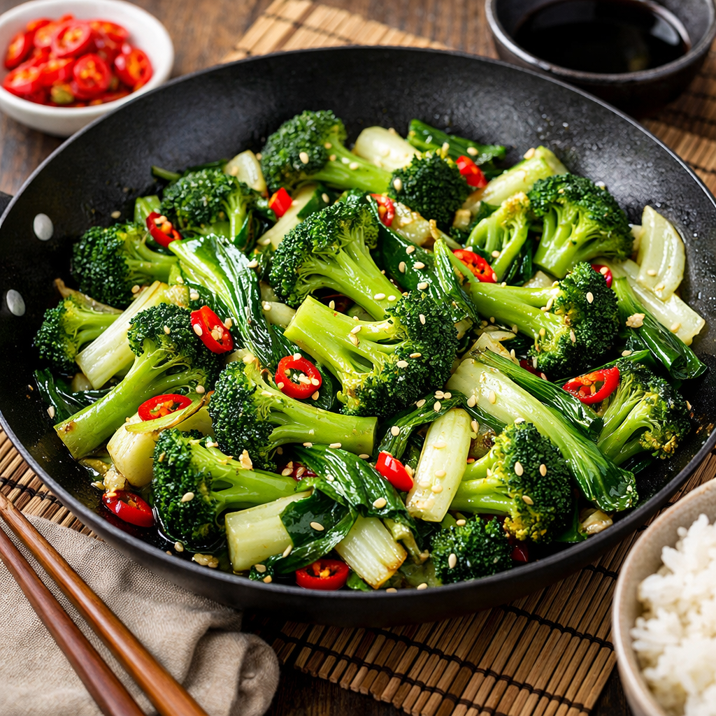 Thai Chilli & Ginger Stir-Fried Broccoli & Pak Choi