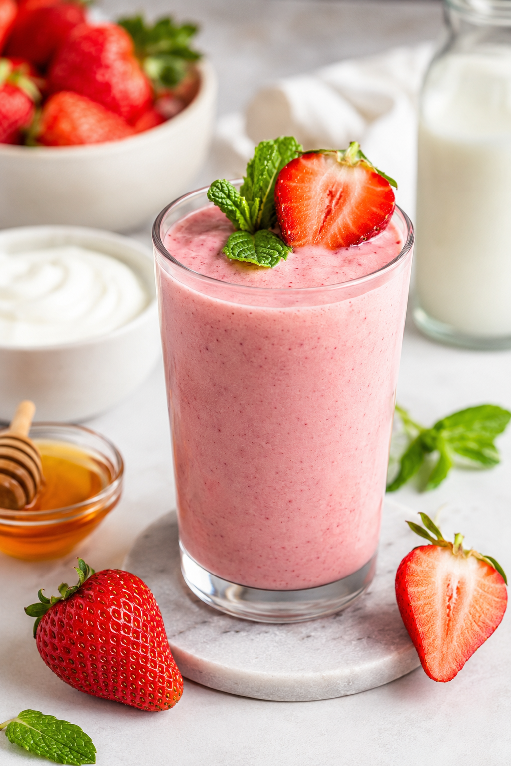 Healthy Strawberry & Greek Yogurt Smoothie